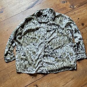 Fashion Bug Olive & Khaki Leaf-Print Button Shirt Jacket
